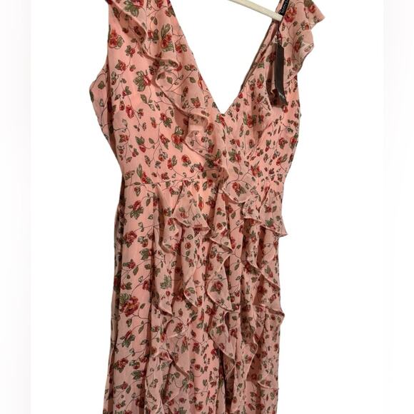Nasty Gal NWT Grow The Distance Pink Floral Ruffle Maxi Dress Women’s Size 2 - Picture 2 of 10